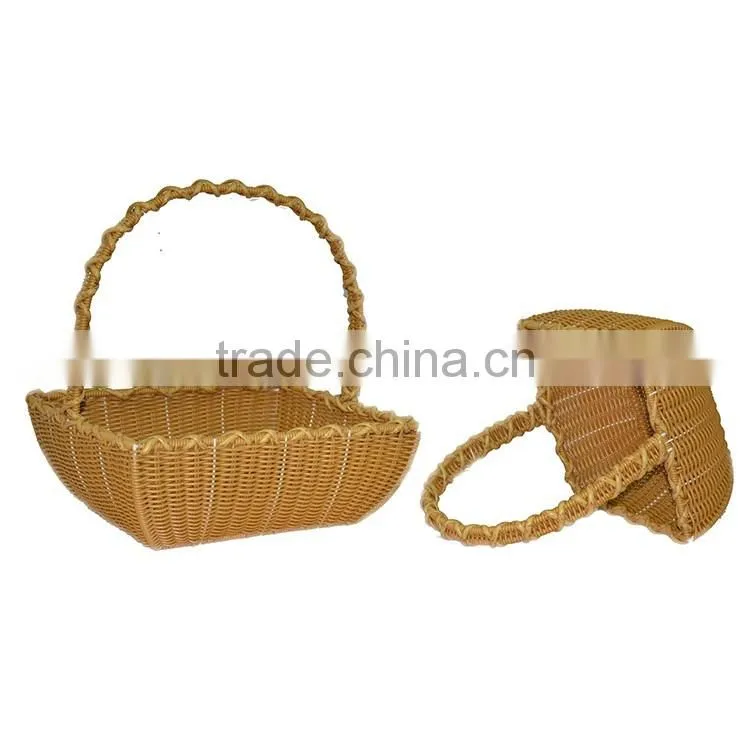 S.D Handmade rectangle PE rattan gift packing basket with handle