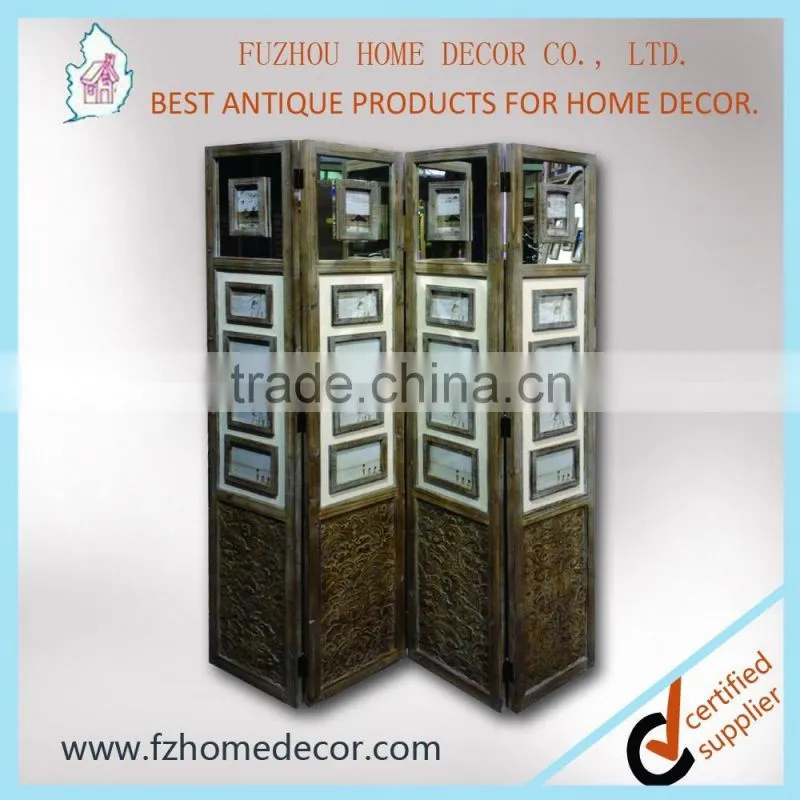 antique wall door frame with photo frames & blackboard