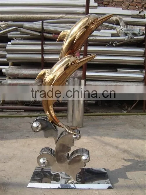 Professional manufacturer Stainless steel outdoor animal dolphin Sculpture for sale