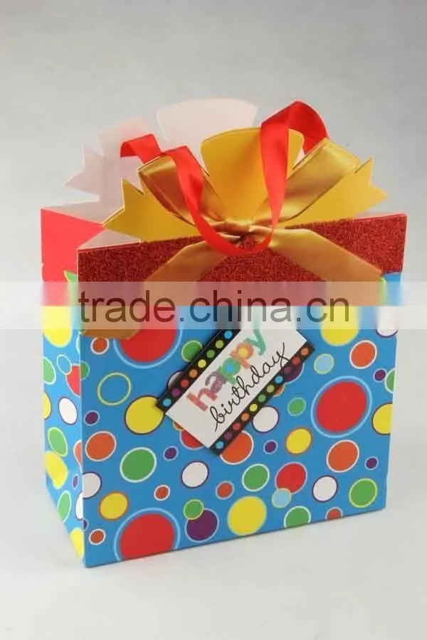 Shopping Paper Bag With 3D Flower pattern/Printed Foldable Gift Bag