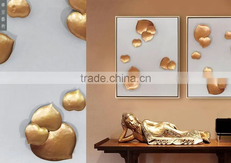 Framed Handmade ardently golden heart living room art