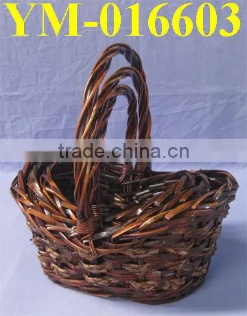 Boat Shaped Wicker Basket with Handle