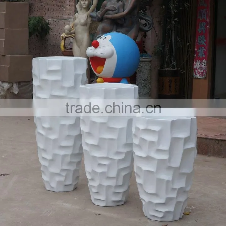 White fiberglass flowerpot