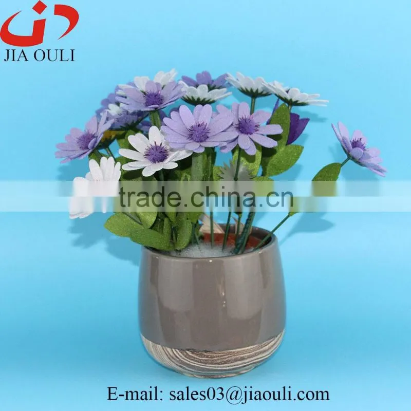 Popular sales flower shape Wooden design Ceramic garden planters