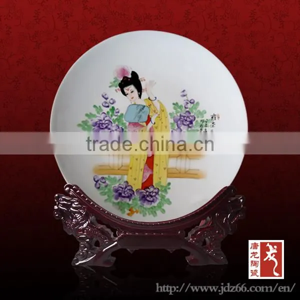 Ancient style excellent quality porcelain plates colored flowers design for collection
