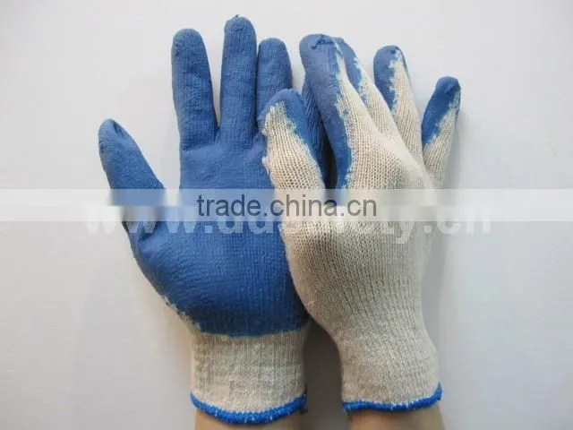 DDSAFETY 2017 Beige Cotton Knitted Blue Latex Coated on Palm Work Safety Gloves