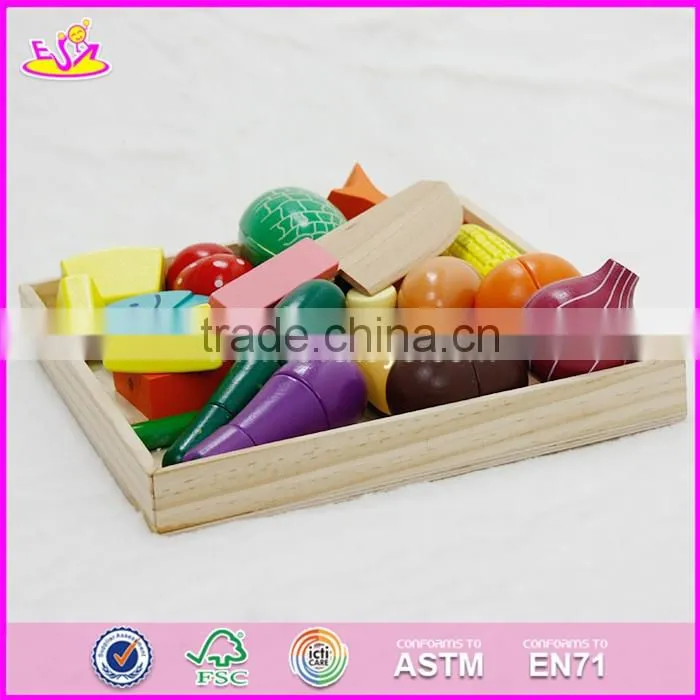 2017 New design children pretend play cutting wooden toy food W10B173