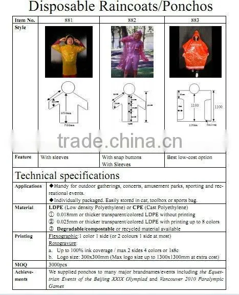 Children transparent biodegradable disposable raincoat