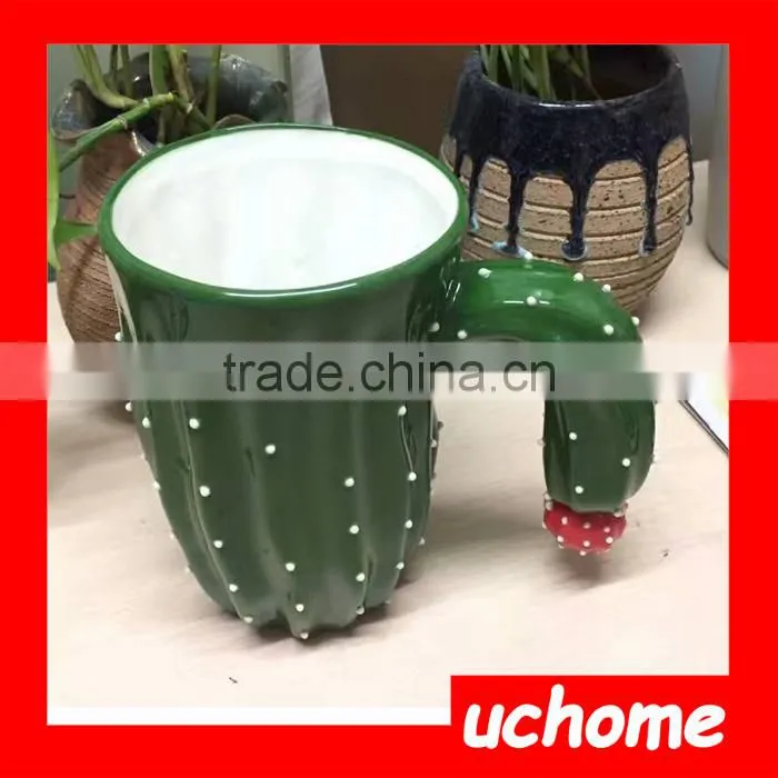 UCHOME 2017 Hot Sale Ceramic Cup Creatice Cactus Shape Coffee Mug