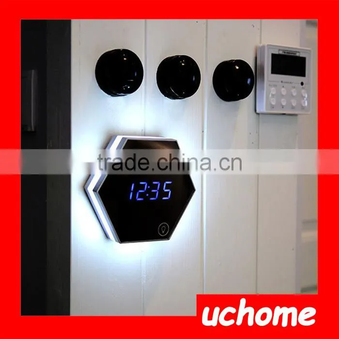 UCHOME Multifunctional Digital Alarm Clock with Flat Mirror and Touch Dimmable Night Light Temperature Display USB Rechargeable