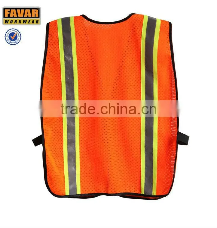 china orange hi-vis reflective mesh vest for men