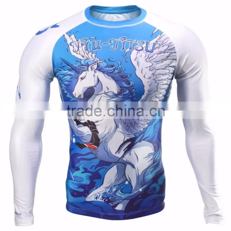 2017 Custom made 4-way stretch Lycra MMA Rash Guard