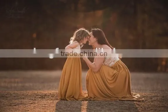 Mommy And Me Gown Maxi Dress Beautiful Long Frocks Mother Daughter Matching Dress