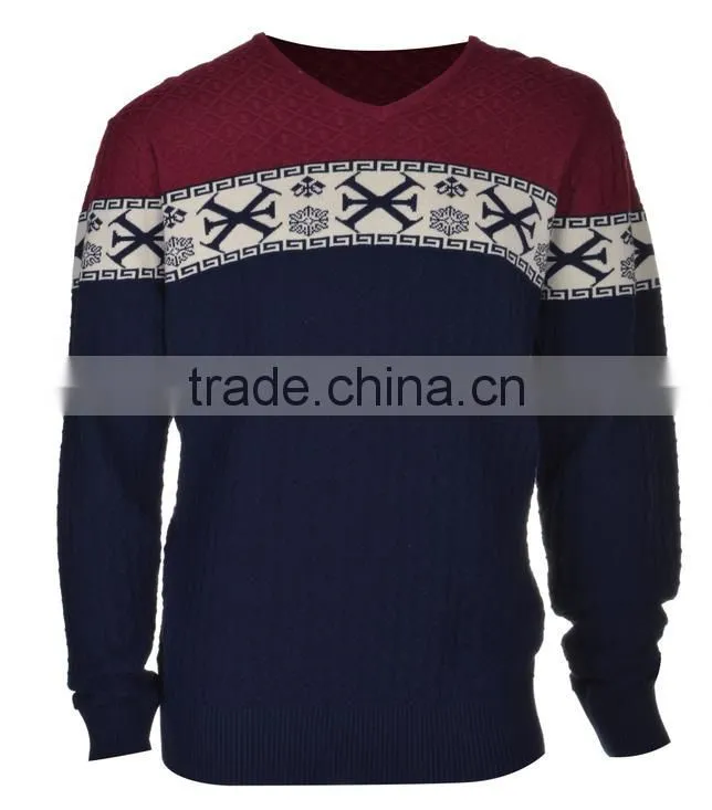 Latest yarn dyed mens sweaters handmade merino wool sweater