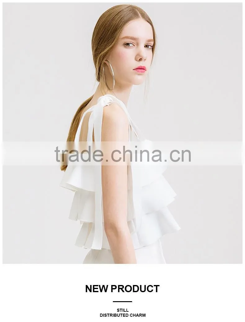 2017 summer new top Couture white strapless strap all-match thin coat fashion Blouse