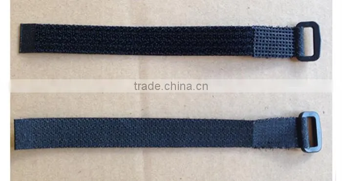 Top quality strong self locking hook and loop strap with plastic buckle ring