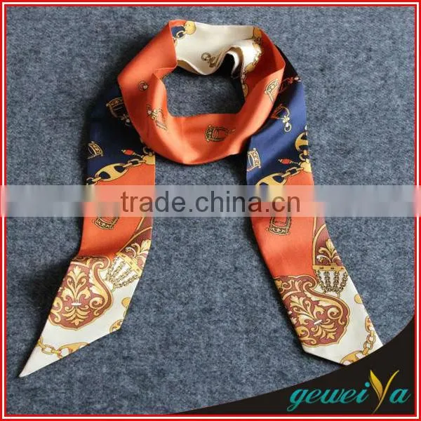 High Quality Printing Long Band Silk Scarf Necklace