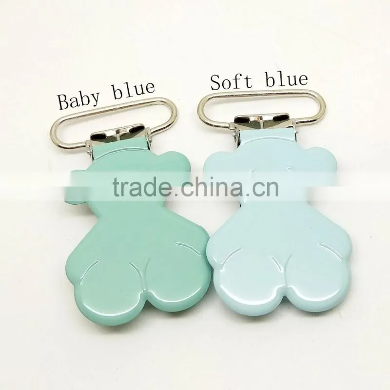 1" Bear Suspender Clips Enamel Pacifier Holder Clips