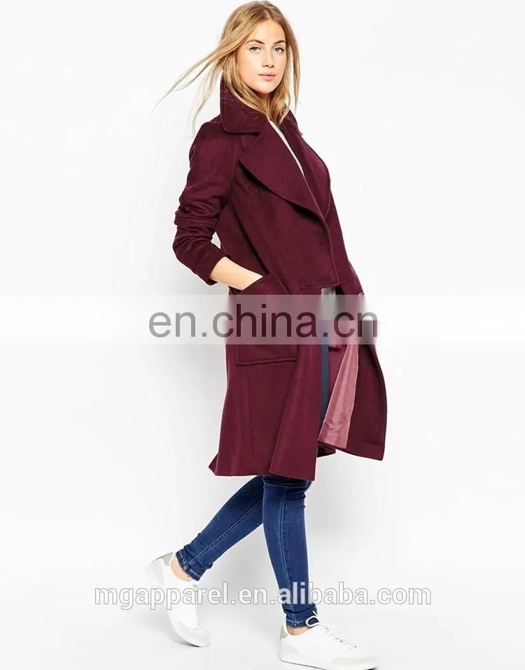 China Wholesale Oversized Fit with Panelled Collar Women Wool Winter Coat