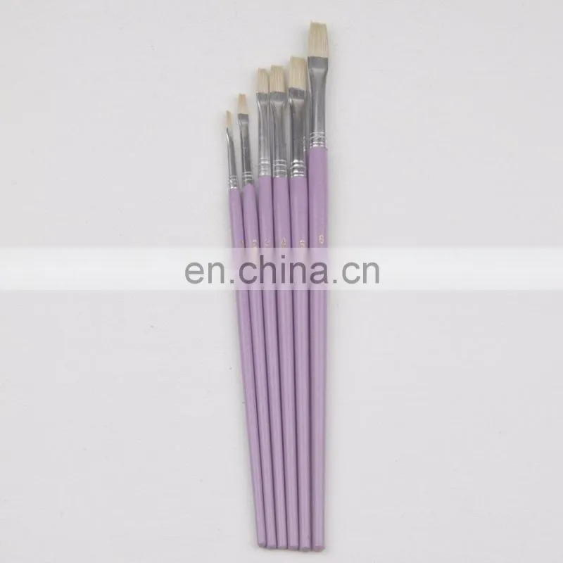 Short Wooden Handle Natural Artist Bristle Brushes