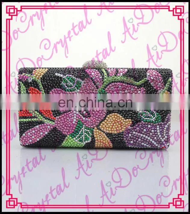 Aidocrystal new designer bling handmade colorful crystal heart shape ladies clutch handbags