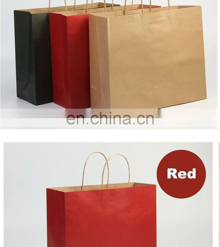 Wholesale colorful customized printed kraft paper bags with handles