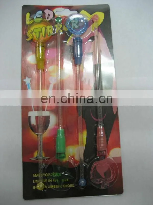 customized shape colorful LED flashing swizzle stick