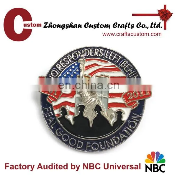 custom printed logo enamel metal hat badge