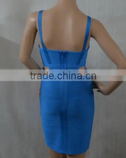 Summer dress Wholesale high quality sey and elegant fashion Ladies cutout strap black white red blue evening party bandage dress