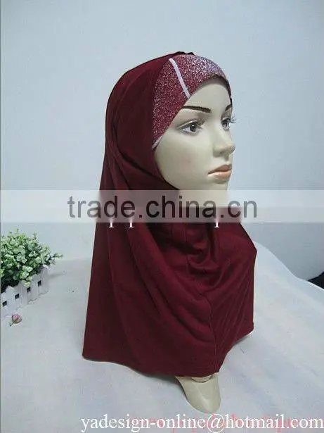 A375 New arrival soft cotton solid color two pieces 2 HIJAB