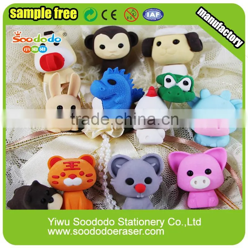 Chinese Zodiac shaped eraser pencil topper with eraser
