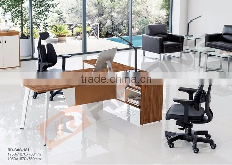 Modern home office furniture desk leather melamine wooden executive office counter desk with file cabinet