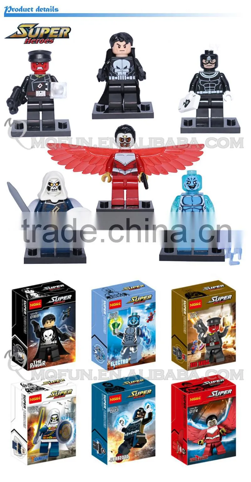 Mini Qute DECOOL 6pcs/set Marvel Avenger super hero Batman building block action figures educational toy NO.0169-0174
