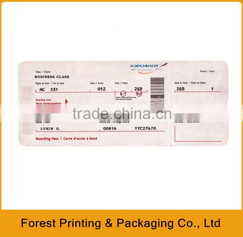 Air ticket in China,thermal paper ticket for boarding pass