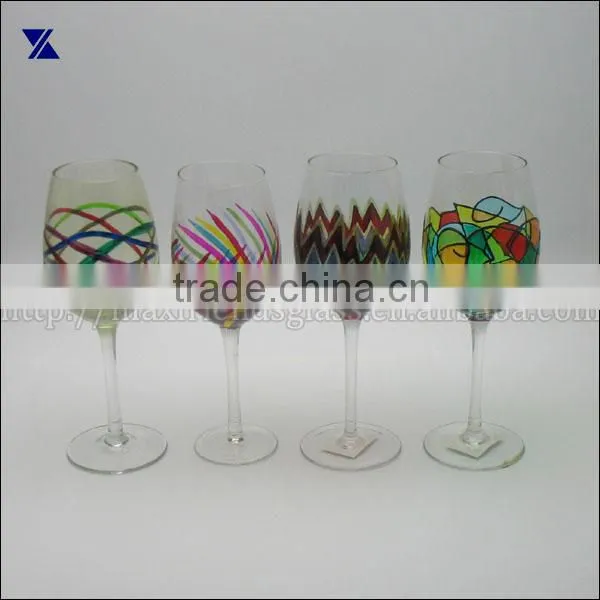 clear glass goblet with hand print decal