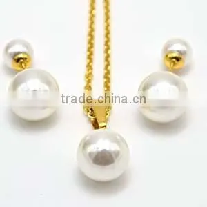 Bridal jewelry set 316l stainless steel lady pearl jewelry set