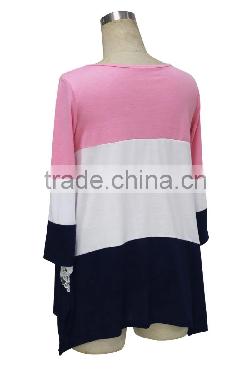 Designer Western Irregular Pastel Color Patchwork Colorblock Bohemian Women Lace Ladies Tops