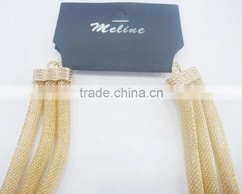 FACHION 3 ROWS MESH CHAIN NECKLACE WITH METAL TUBES