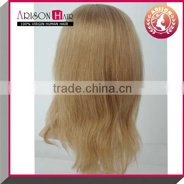 Fashion blonde human hair full lace wig hair fringe