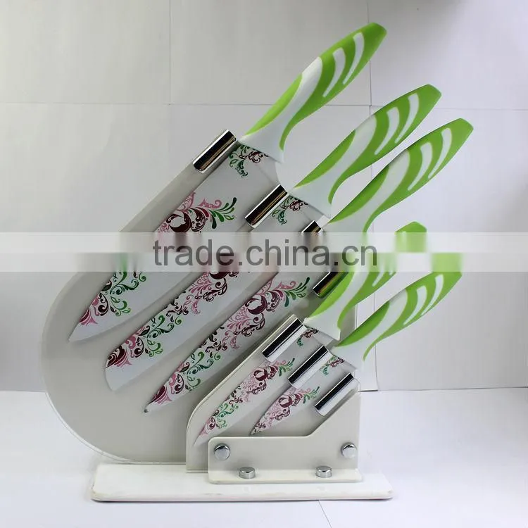 Beautiful printing flower kitchen knives sets