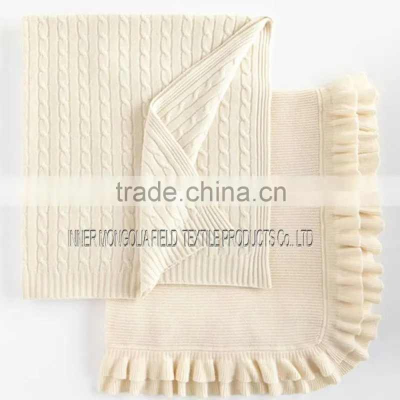 Cashmere Ruffled Edge Baby Blanket