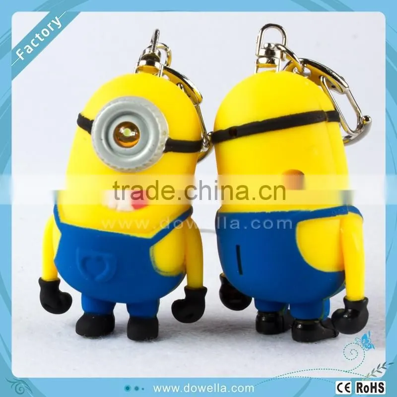 promotion little Yellow man Despicable Me series cartoon 3d soft rubber pvc keychain