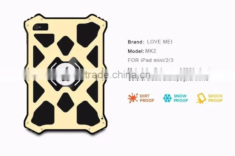 Original LOVE MEI MK2 Series Aluminum Flip Leather Kids Protective Back Cover Case For iPad Mini 1/2/3 TB-0153