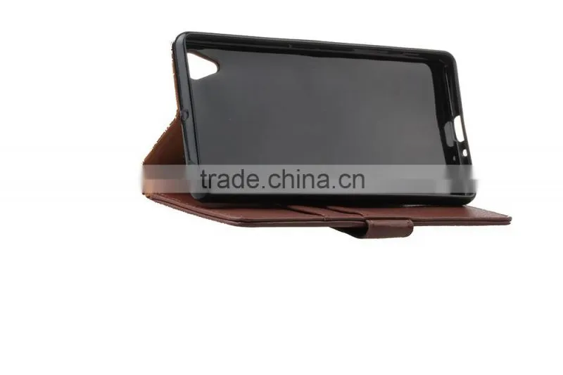 MMT Luxury litchi grain photo frame pu leather case for SONY X with card slot wallet holder leather protective case for SONY X