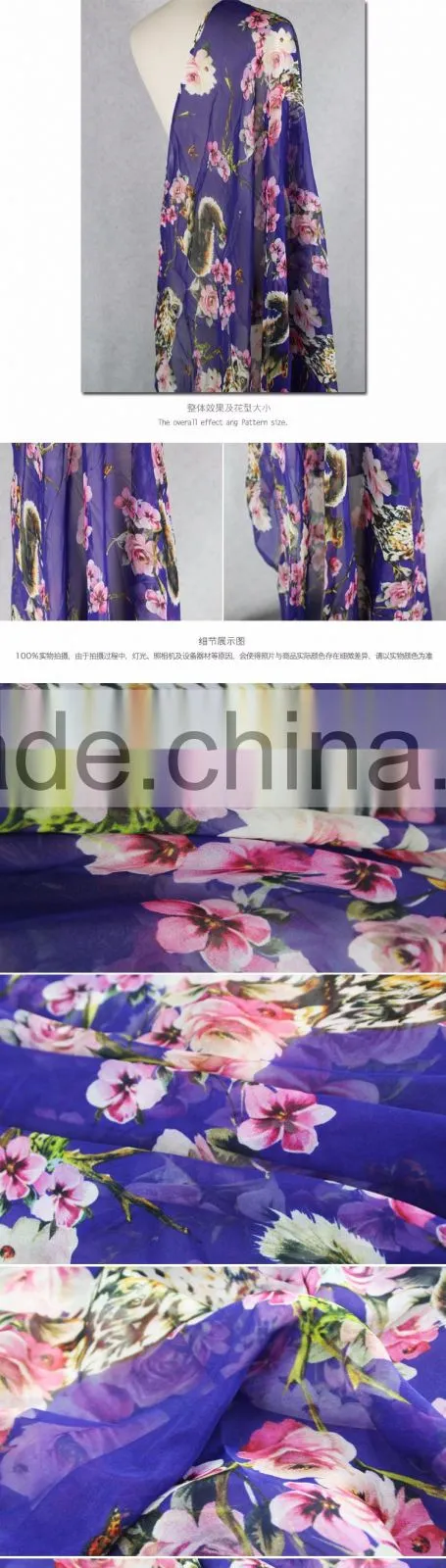 2016 new china supplier garments printed dyed silk chiffon fabric