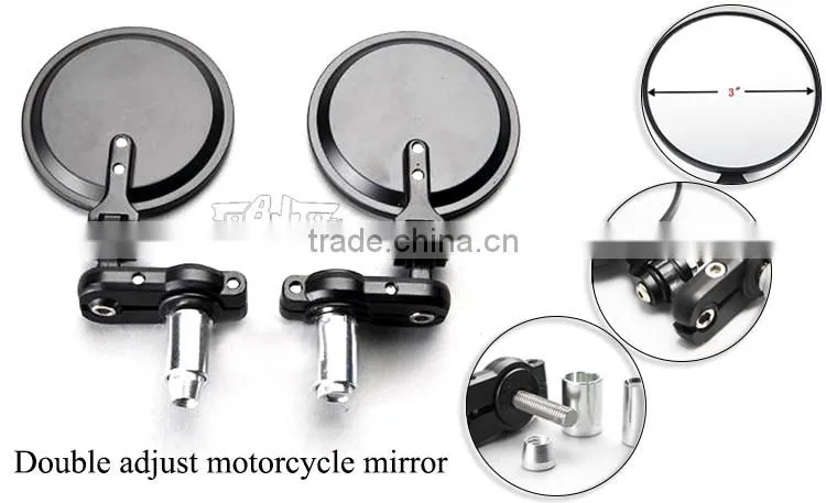 BJ-RM-024B Universal Black CNC aluminum foldable bar end motorbike side mirrors motorcycle mirror