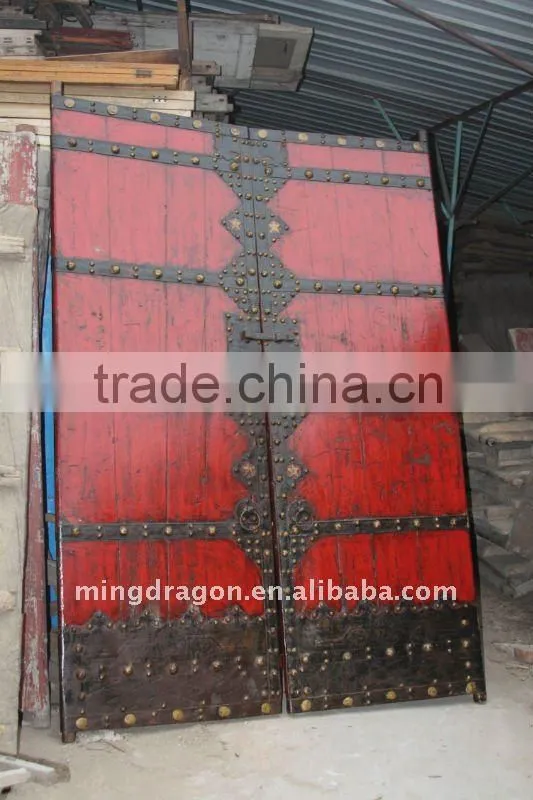 Old Chinese Antique Tibet Elm Hand Painted Doors