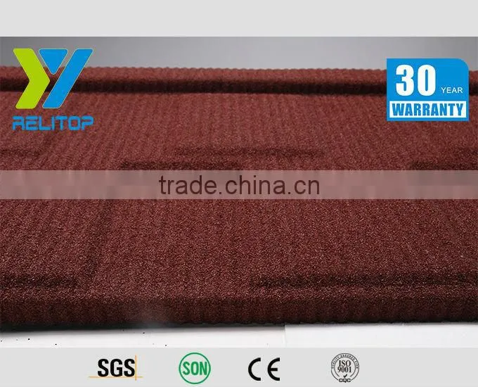 2015 best quality 0.4mm AL-Zinc colorful stone coated roof tile double color