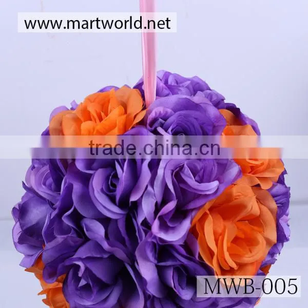 Mix color wedding artificial flower ball;Wholesale artificial rose weding flower ball wedding decoration(MWB-005)