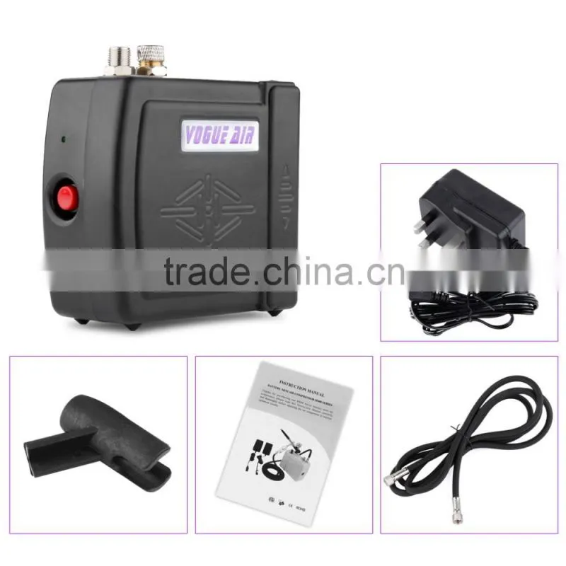 Black HS08 Portable Mini Airbrush Compressor Kit with UK Adapter Body Paint Professional Airbrush Nail Art Paint Cake AS-37